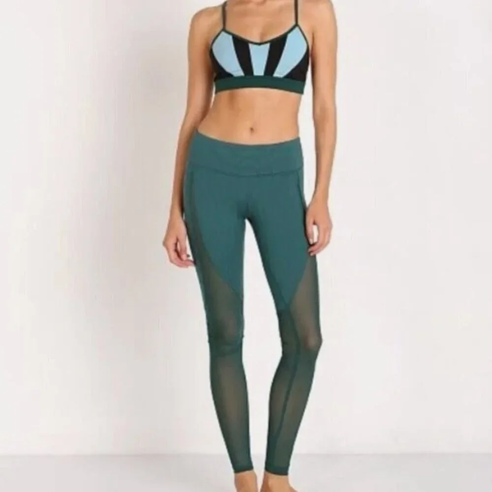 Alo Yoga Motion Yoga Leggings Green Sheer Women's Size Small*
